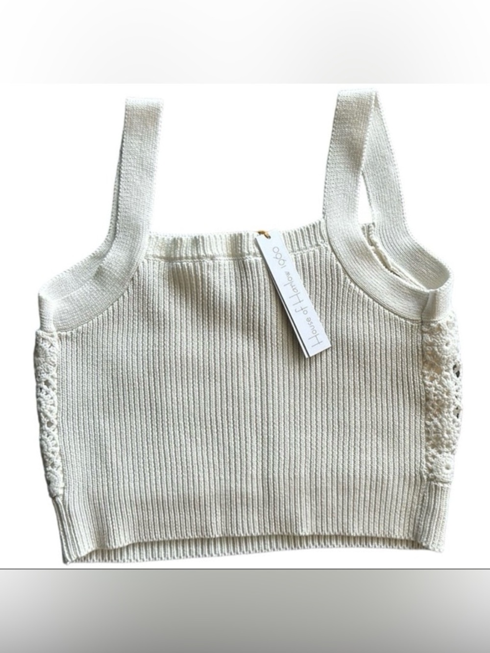 House Of Harlow Crochet Knit 2 Piece Set Ivory Boho Resort Skirt Set NWT - Picture 4 of 12